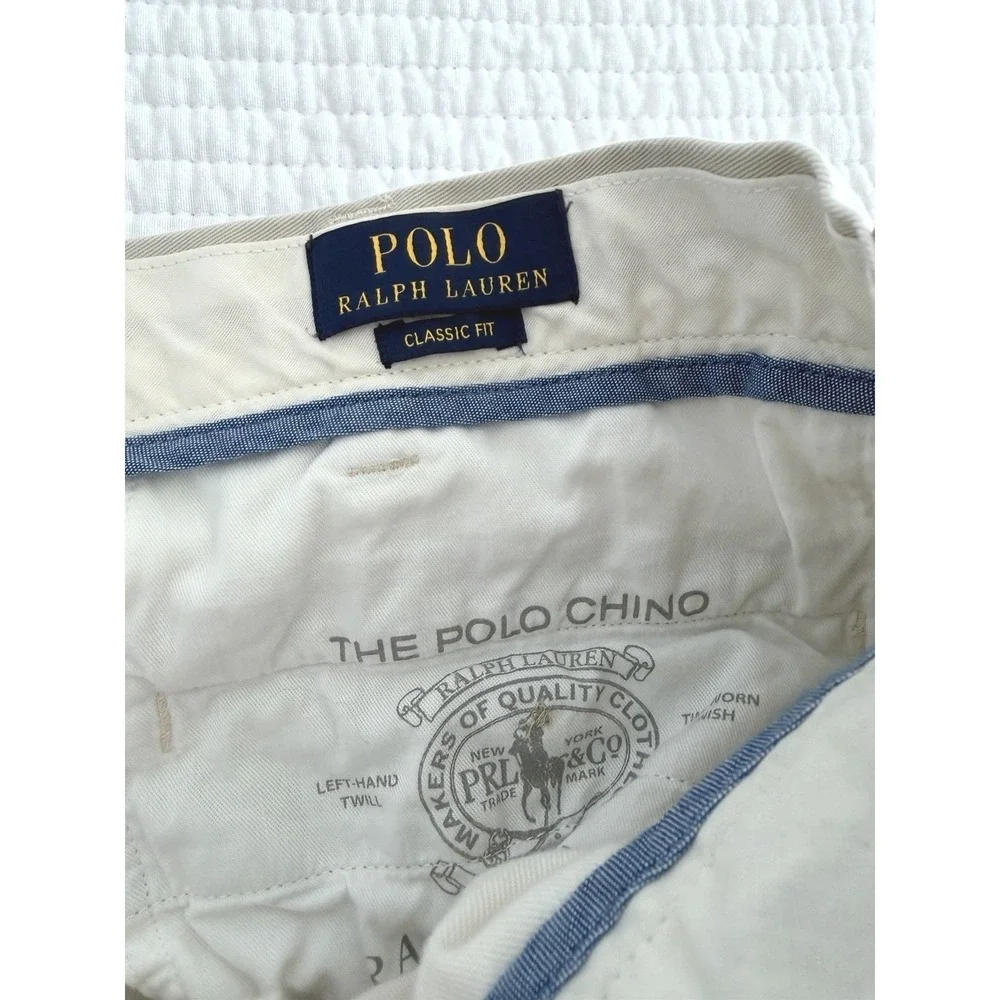 Polo Ralph Lauren Classic Fit Chino Pants Mens 36x34 Tan Khaki Left Hand Twill